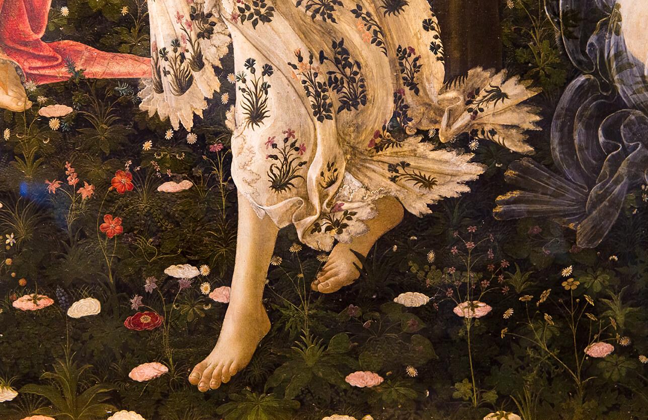 Primavera di Sandro Botticelli -  particolare - tempera su tavola (1480)